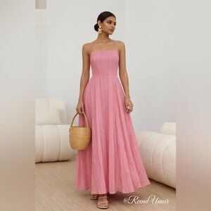Commense Pink Spaghetti-Strap Maxi Dress